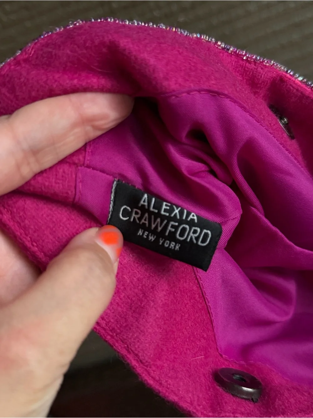 Alexia Crawford Pink Beaded Velvet Shoulder Bag Y2K Party Purse